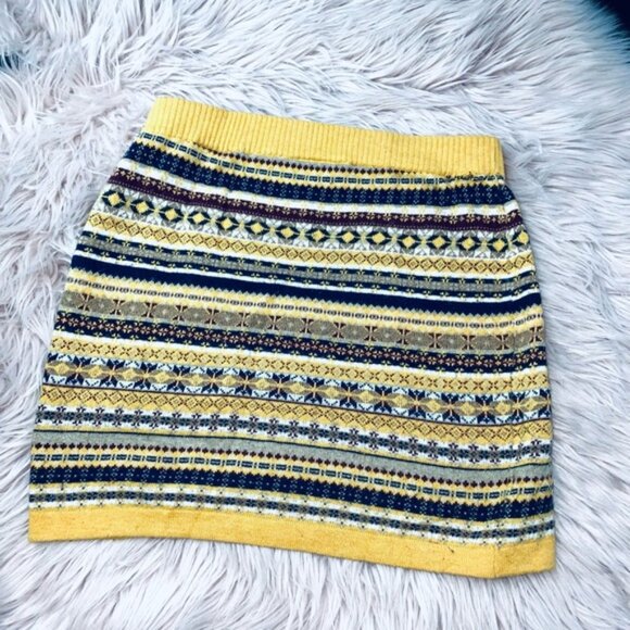 Vintage Yellow Striped Knit Mini Skirt - Picture 2 of 9